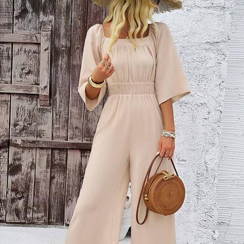 Amazon.com: HGps8w Women's Dressy Wide Leg Linen Jumpsuits 3